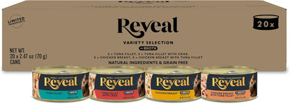 Reveal Fish Variety in Broth Wet Cat Food, 5-Flavor 30-Pack 2.47 Oz Cans | 100% Natural, High Quality Protein, Limited Ingredient, Grain Free, No Fillers, No Artificial Additives, No By-Products13