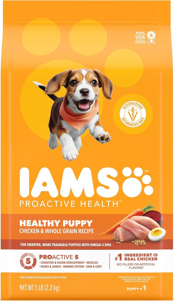 IAMS Proactive Health Puppy Dry Dog Food, Chicken & Whole Grain, 15 Lb | Real Chicken #1 Ingredient, Vet-Recommended, Omega-3 DHA for Cognitive & Vision Development, Calcium for Bones & Joints12