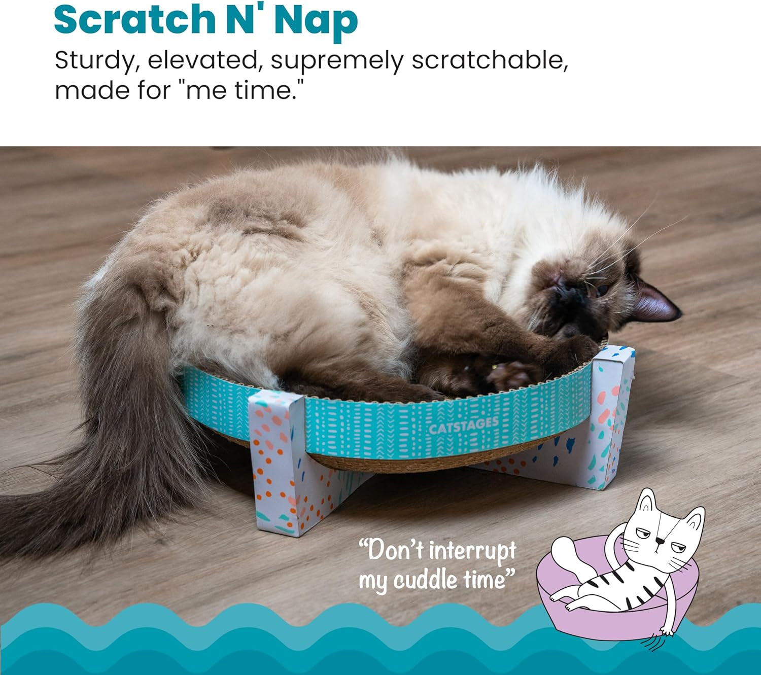 catstages-scratch-snuggle-rest-2-in-1-indoor-cat-scratcher-elevated-cat-lounger-catnip-included