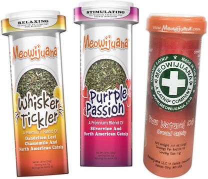 Meowijuana Catnibas Catnip Pawty Mix Jar | High Potency Catnip Blend | Organic Hand-Harvested North American Catnip Blend for Cats; Fine-Ground for Toys, Beds & Scratchers; Play or Calm8