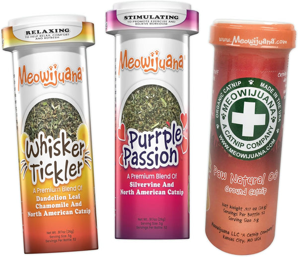 Meowijuana Catnibas Catnip Pawty Mix Jar | High Potency Catnip Blend | Organic Hand-Harvested North American Catnip Blend for Cats; Fine-Ground for Toys, Beds & Scratchers; Play or Calm8