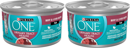 Purina ONE Urinary Tract Health, Natural Pate Wet Cat Food, Urinary Tract Health Beef & Liver Recipe - (Pack of 24) 3 Oz. Pull-Top Cans10