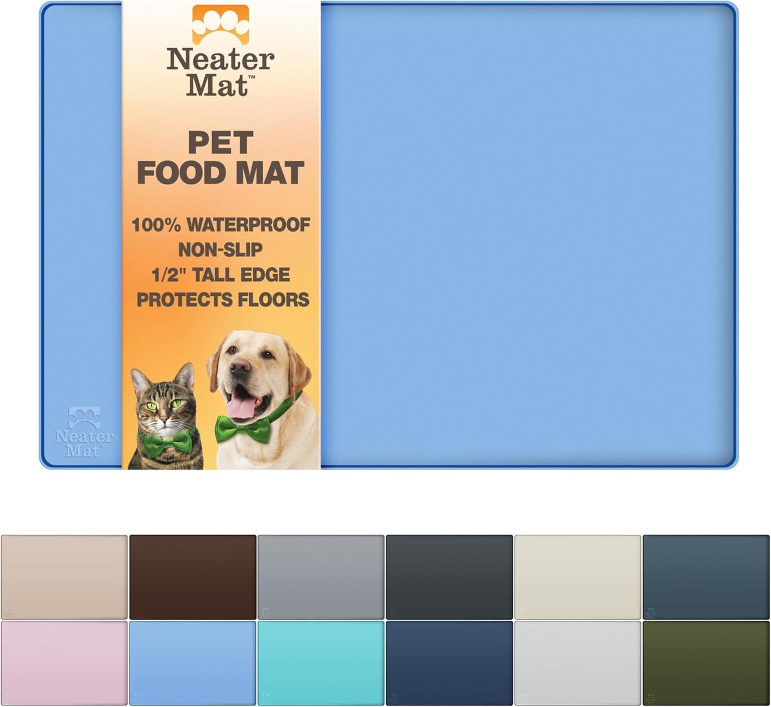 neater-pet-brands-neater-mat-pet-mats-for-food-and-water-cat-dog-bowl-mat-waterproof-silicone-feeding-tray-dog-food-mats-for-floors-placemat-w-raised-edge-for-under-bowls-16-x-10-cappuccino