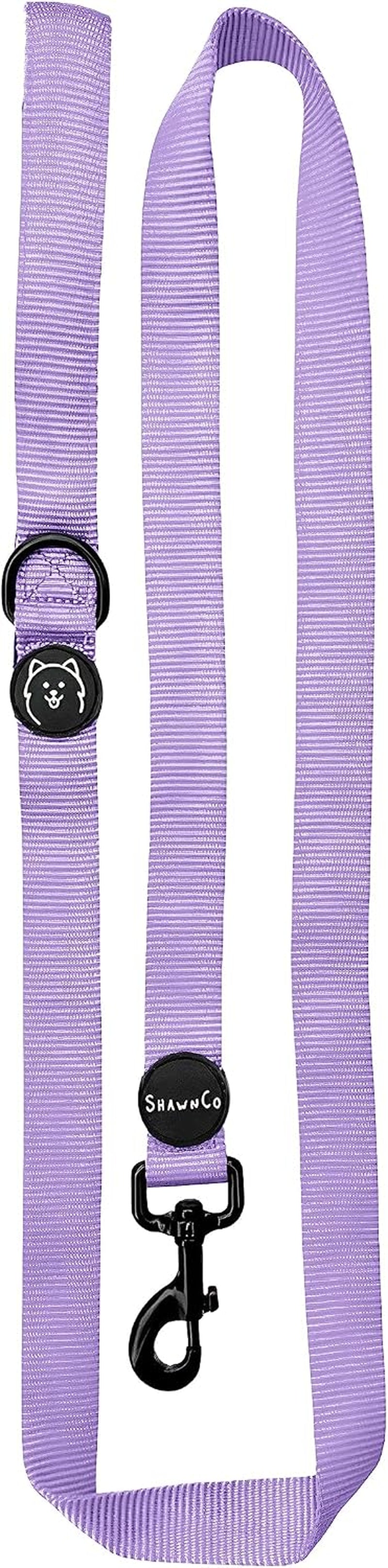shawnco-dream-walk-dog-leash-premium-nylon-pet-leash-with-soft-neoprene-handle-for-small-medium-and-large-dogs-icy-lilac-m-l-6ft-w-2-handles