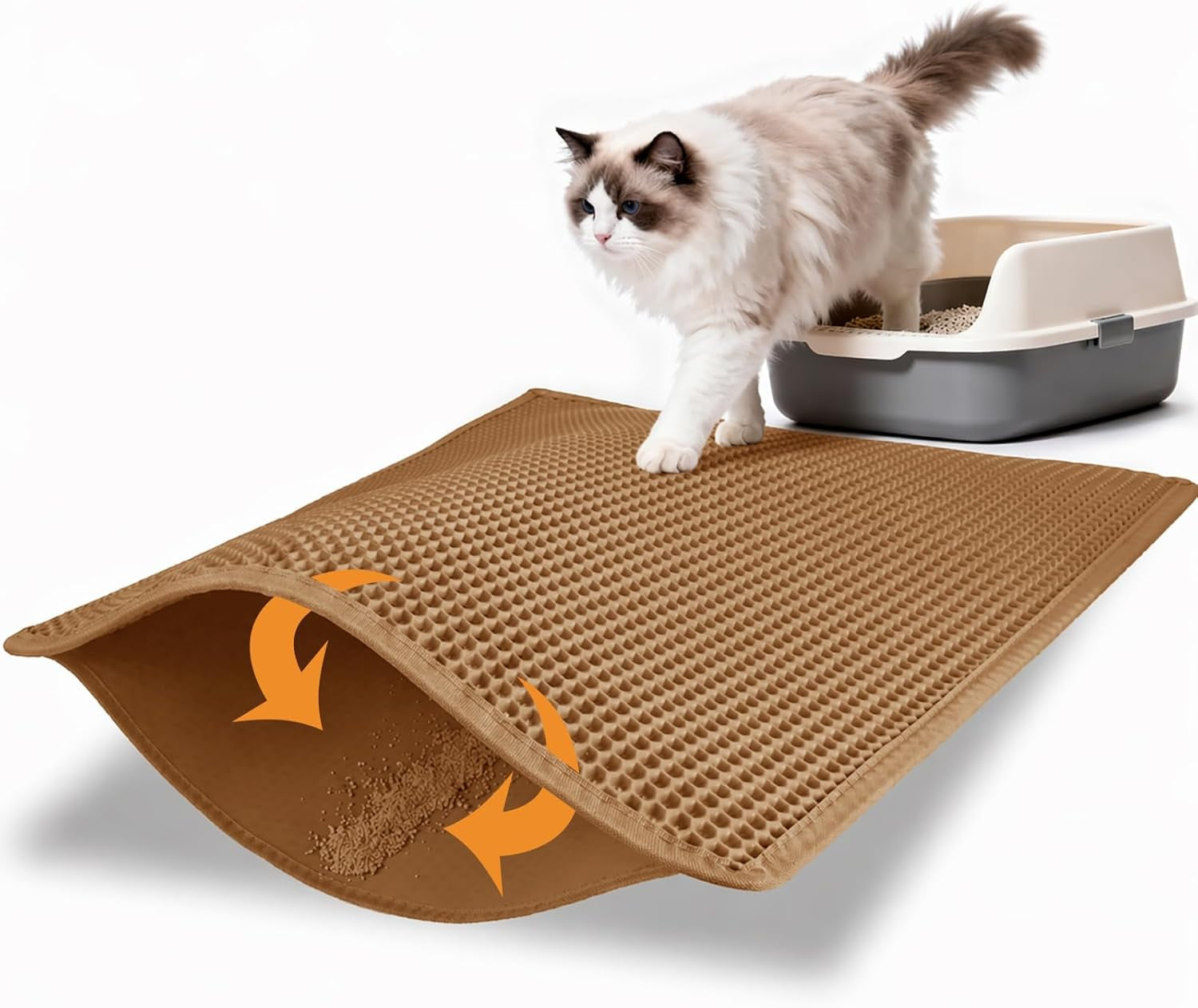 pieviev-cat-litter-mat-double-layer-waterproof-urine-proof-trapping-mat-1-pack-gray-24x15-inch-pack-of-1-honeycomb-design-catches-scattered-particles-to-stop-tracking-urineproof-base-protects-floors-easy-to-clean