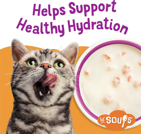Purina Friskies Lil Soups Cat Food Topper, Shrimp, 8 Count, 1.2 Oz Cups | Grain-Free Lickable Recipe with Real Chicken in a Velvety Broth, No Fillers, Artificial Colors or Preservatives4