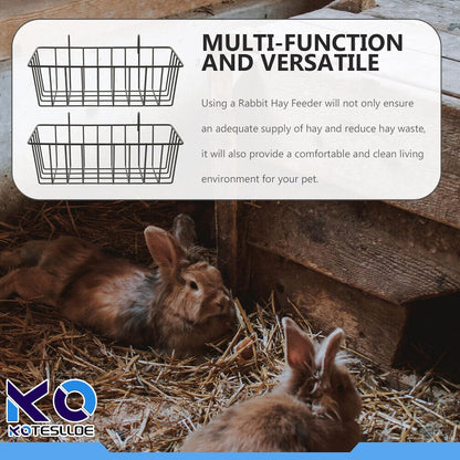 Hay Feeder for Rabbit, Guinea Pig, Bunny, Chinchilla, Heavy-Duty Metal Frame Hay Feeder, Small Animal Basket with Hook Metal Grass Holder Black6
