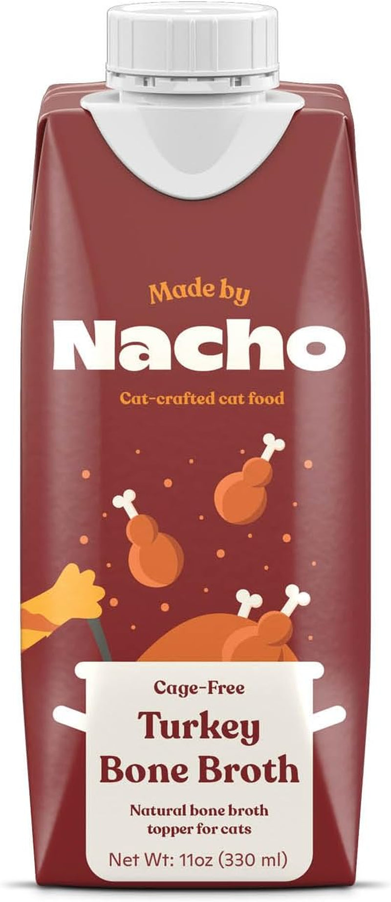 made-by-nacho-bone-broth-cat-food-topper-for-hydration-and-picky-eaters-add-protein-and-flavor-to-your-dry-cat-food-supports-optimal-nutrition-digestion-skin-coat-11-oz-turkey