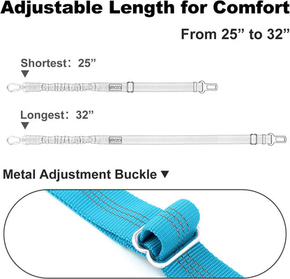 Dog Seat Belt for Car, Car Harness with Locking Aluminum Hook | Adjustable Reflective Nylon Seatbelt with Elastic Bungee, Travel Safety Restraint, for Small Medium Large Dogs, Light Blue7