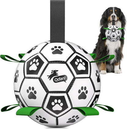 QDAN Dog Toys Dog Balls, 6 Inch Dog Soccer Ball with Straps, Herding Balls | Dog Birthday Toy, Balls for 20-40Lbs Dogs, Outdoor Puppy Toys to Keep Them Busy, Interactive Toy for Tug, Pool Water Toy Ball11