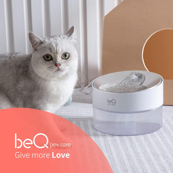 Beq Cat Water Fountain,2.5L/84Oz inside Ultra-Quiet Stainless Steel Automatic Pet Water Dispenser,Bpa Free,Visible Water Level,With a Large Size Filter,Suitable for Cats & Small Dogs6