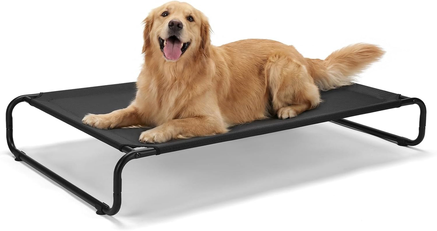 veehoo-cooling-elevated-dog-bed-outdoor-dog-bed-for-large-dogs-raised-dog-cot-with-thickened-frame-durable-teslin-mesh-anti-slip-rubber-feet-pet-hammock-for-indoor-or-camping-41-x-26-black