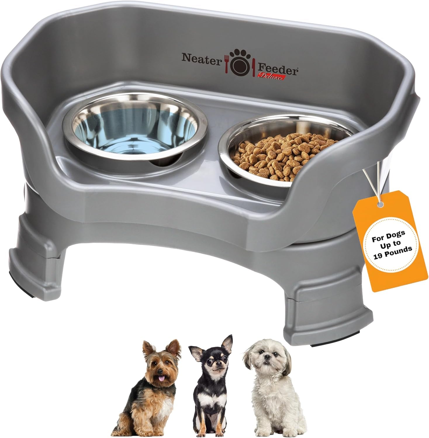 neater-feeder-deluxe-mess-proof-elevated-dog-bowls-for-small-dogs-up-to-19-lbs-2-height-adjustable-6-7-5-no-spill-raised-dog-bowl-stand-stainless-steel-food-bowl-set-made-in-usa-cappuccino