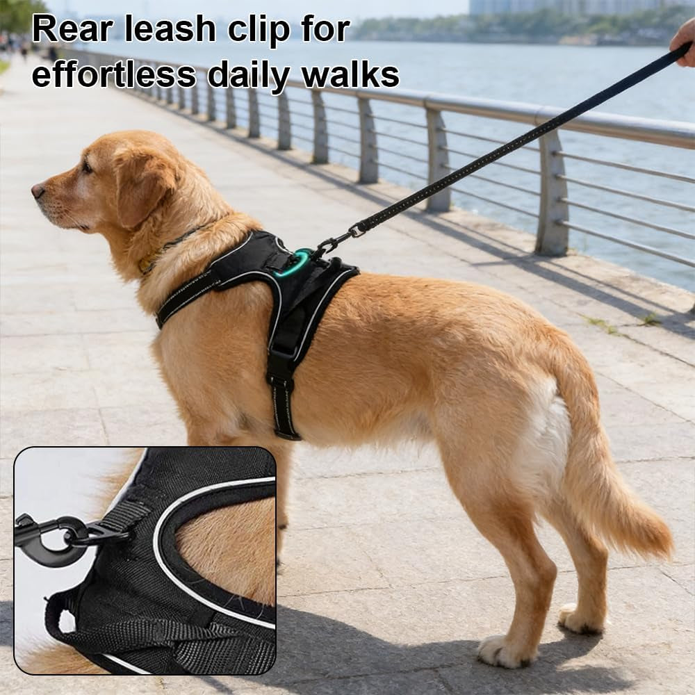 no-pull-dog-harness-adjustable-pet-vest-with-front-back-leash-clips-reflective-comfortable-vest-harness-for-large-dogs-easy-control-handle-for-walking-black-l