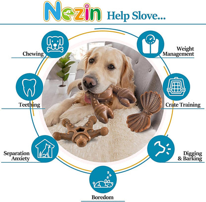 NEZIN Dog Toys for Aggressive Chewers, Indestructible Toys for Large Dogs, Dog Chew for Large Medium Small Breed, 3 Pack Super Chewer with Tough Nylon, Gift for Dogs7