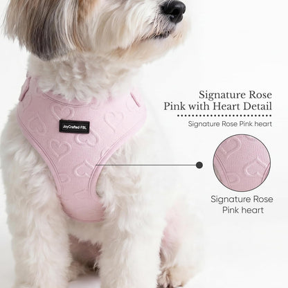 No Pull Harness & Leash Set for Small Sized Dogs, Soft Padded Breathable Neoprene Harnesses, Lightweight Adjustable Step-In Vest with Cute Heart Print & Secure Back D-Ring, Neck 13-17", Chest 16-21"3