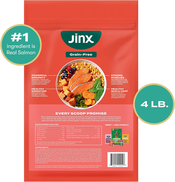 Jinx Grain Free Dry Dog Food - Real Salmon, Sweet Potato & Carrot, 4Lb | Premium Kibble for Digestive Support & Healthy Immunity - No Fillers, All Lifestages (Puppy, Adult & Senior), Breeds & Sizes10