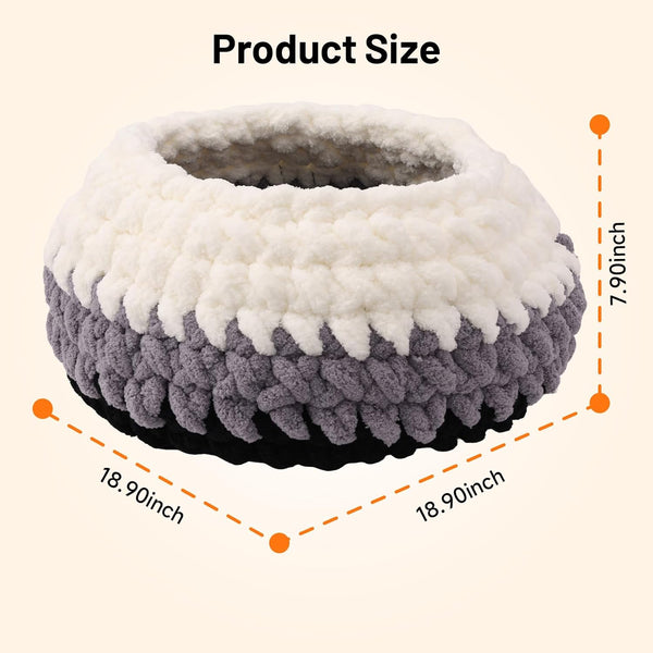 Handwoven Soft Cat Cave Bed, Indoor Cat Beds with Washable round Nest | Kitten House & Cat Furniture, White & Gray7