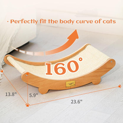 CHEERHOME PETS Sisal Cat Scratcher Bed for Indoor Cats Hammock for Scratching Pad Cat Chair Natural Sisal Scratch Post for Large Cats Scratcher Lounge, Wooden Cat Furniture(Large)3