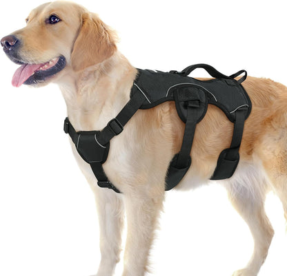 Rabbitgoo Escape Proof Dog Harness for Large, No Pull with Lift Handle | No Escape, Full Soft Padded, Reflective Adjustable Vest, Leash Clip for Walking Hiking Training, Black, Large1