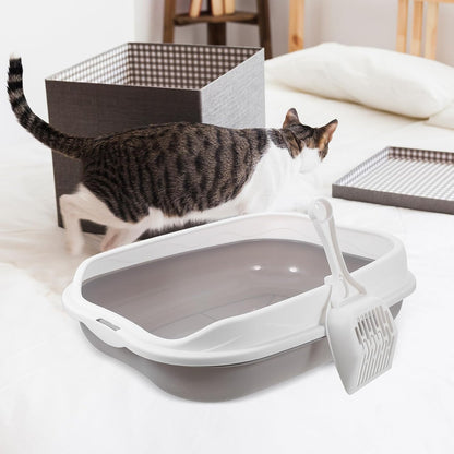 ARTIBETTER Semi-Enclosed Cat Litter Box with Scoop, Small Gray Kitten Litter Pan, Splash-Resistant Open Design, Pet Toilet for Cats and Kittens, Suitable for Indoor Housebreaking4