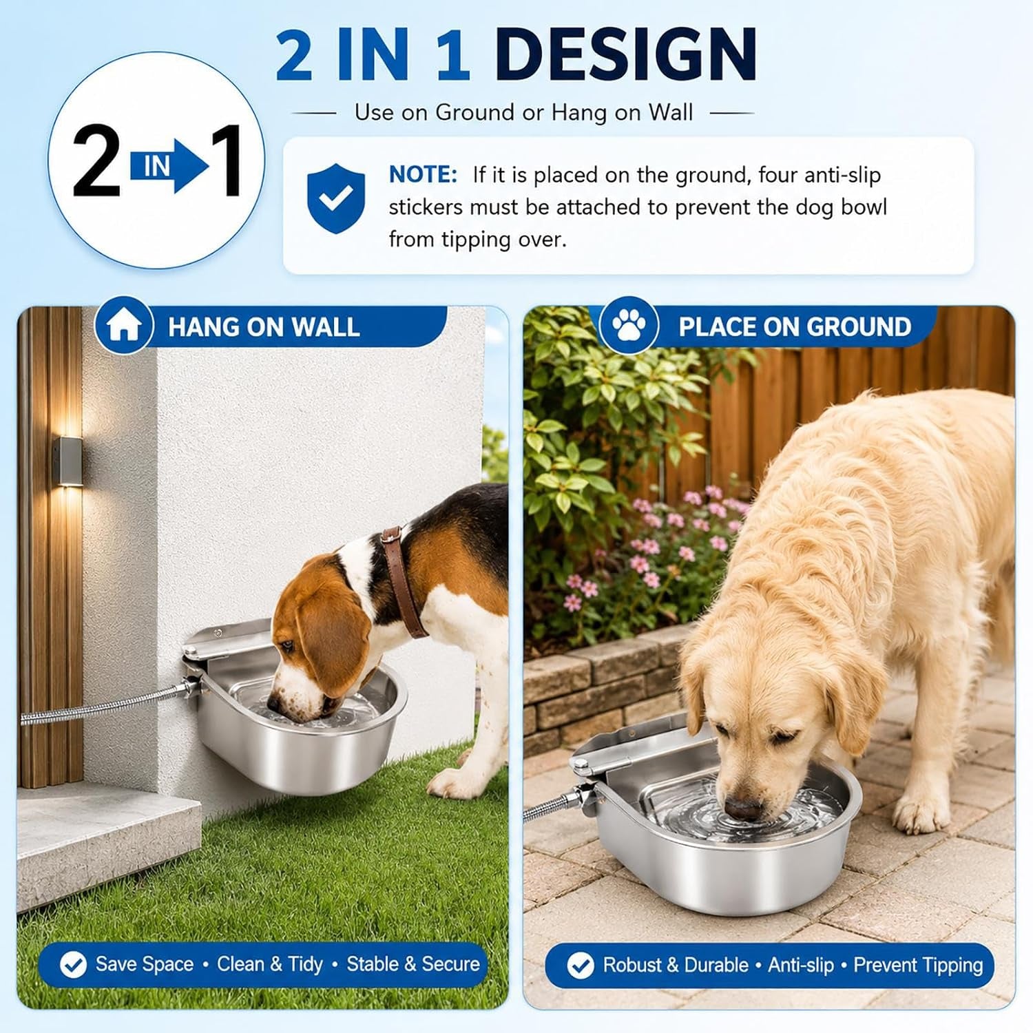 bwogue-automatic-water-dispenser-for-dogs-1gal-outdoor-automatic-water-bowl-outdoor-dog-water-dispenser-with-float-valve-stainless-steel-bowl-1-2-in-3-4-in-faucet-fit-wall-ground-use-dogs-chickens