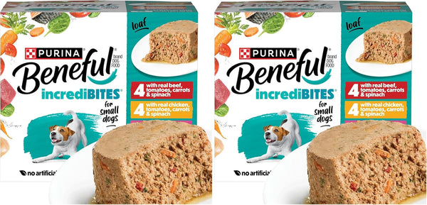 Purina Beneful Small Breed Wet Dog Food Variety Pack, Incredibites Loaf, Chicken, Beef and Salmon Flavors - (2 Packs of 12) 3 Oz. Cans11