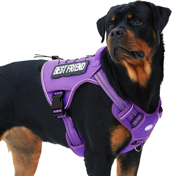 Auroth Tactical Dog Harness for Large Dogs No Pull Adjustable Pet Harness Reflective K9 Working Training Easy Control Pet Vest Military Service Dog Harnesses Army Yellow L43