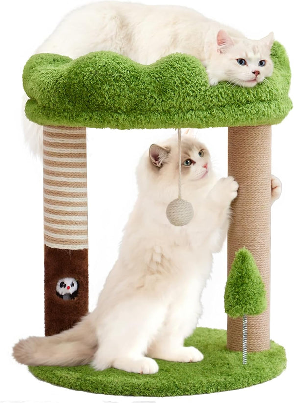 WOOCHPET 20 Inch Small Cat Tree for Indoor Cats and Kittens, Cat Tower with 3 Sisal Scratching Posts, Removable Washable Perch Bed, Hanging Toy Ball, Compact Cat Condo for Small Spaces10