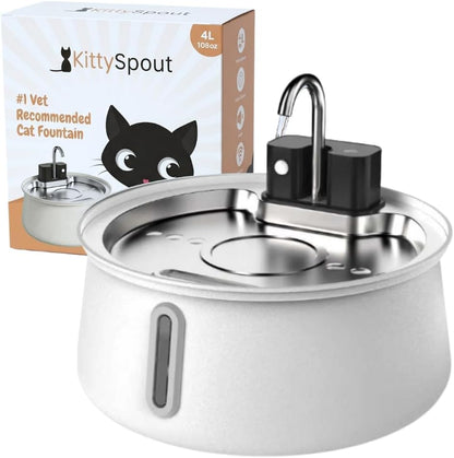 The Kittyspout Stainless Steel Wireless Cat Water Fountain, 4L/108Oz12