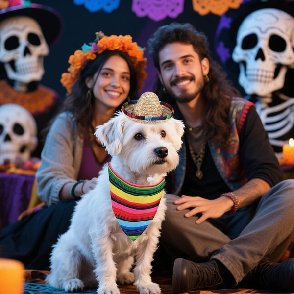 PUPTECK Mexican Day of the Dead Dog Bandana with Pet Sombrero Hat Colorful | Pet Halloween Oufits Costumes Decorations Supplies for Small Medium Large Dogs Boy Girl Gifts6