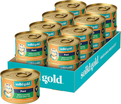 Solid Gold Wet Cat Food Pate for Indoor Cats - Healthy Canned Cat Food Pate W/Real Chicken, Omega Fatty Acids, Vitamins & Minerals - Grain Free & Gluten Free Can Meals for Cats & Kittens - 24Ct/3Oz34