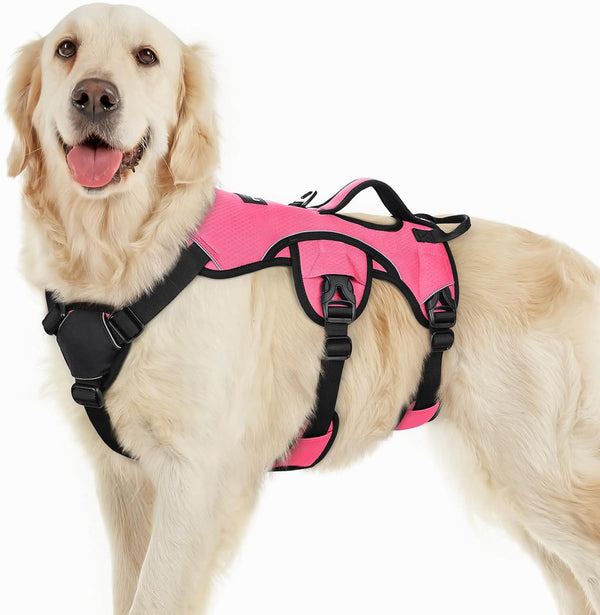 Rabbitgoo Escape Proof Dog Harness for Large, No Pull with Lift Handle | No Escape, Full Soft Padded, Reflective Adjustable Vest, Leash Clip for Walking Hiking Training, Black, Large10