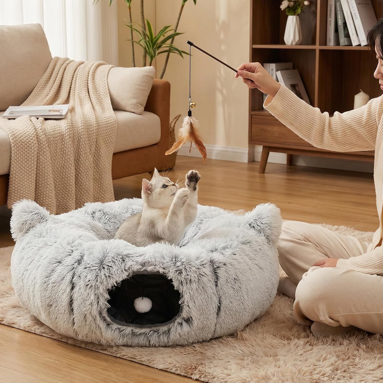 3-in-1-cat-tunnel-bed-cat-tunnels-cat-beds-for-indoor-cats-with-catnip-toys-cat-bed-cave-peekaboo-cat-hideaway-foldable-interactive-cat-kitty-kitten-toys