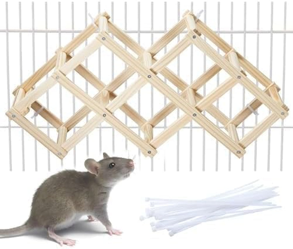 kiln-dried-wood-rat-climb-toy-hanging-cage-ladder-activity-m-1pc-natural-rat-cage-bridge-multiple-openings-directional-ramps-offer-challenges-to-satisfy-rats-instincts-for-explore-play