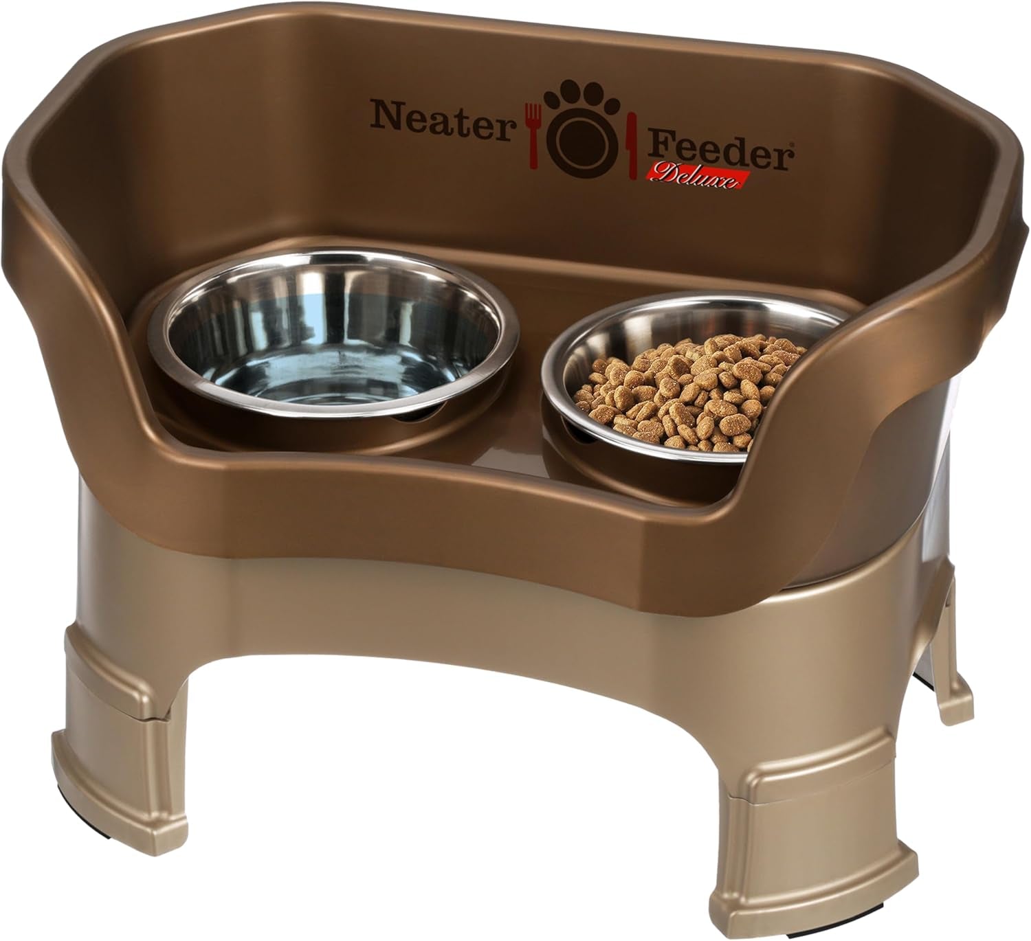 neater-feeder-deluxe-mess-proof-elevated-dog-bowls-for-small-dogs-up-to-19-lbs-2-height-adjustable-6-7-5-no-spill-raised-dog-bowl-stand-stainless-steel-food-bowl-set-made-in-usa-cappuccino