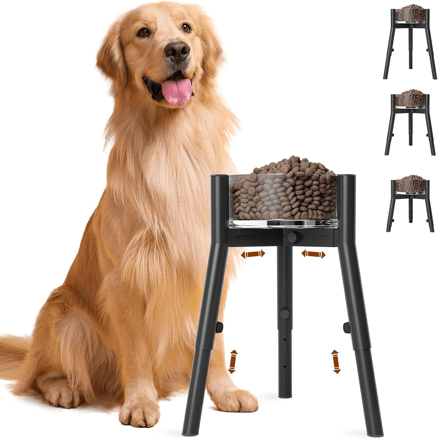 dog-bowl-stand-for-medium-large-dogs-adjustable-width-elevated-dog-bowls-7-10-6-raised-dog-food-water-bowls-11-inch-tall-single-holder-black-bowl-not-included