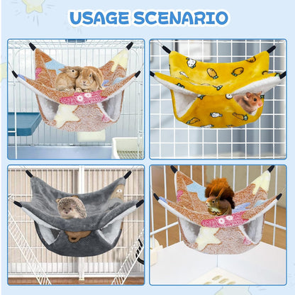 Yedsintu 3 Pcs Guinea Pig Hammock, Rat Ferret Hanging Hammock Guinea Pig Accessories for Small Animals Chinchilla Parrot Sugar Glider Ferret Hamster Squirrel (11"×11")7