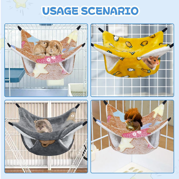 Yedsintu 3 Pcs Guinea Pig Hammock, Rat Ferret Hanging Hammock Guinea Pig Accessories for Small Animals Chinchilla Parrot Sugar Glider Ferret Hamster Squirrel (11"×11")7