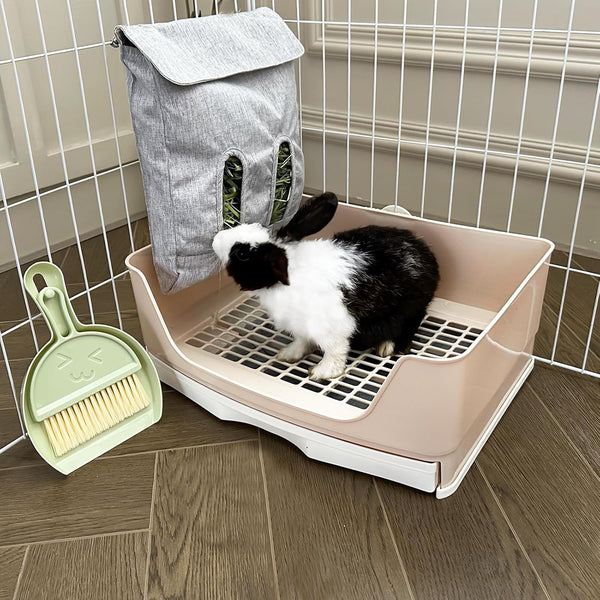 Large Rabbit Litter Box Bunny Litter Box, Potty Training for Rabbits Litter Pan with Drawer, Rabbit Bedding Toilet for Adult Guinea Pig, Ferret, Bunny and Other Animals (Brown)2