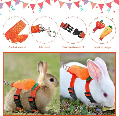4 Sets Adjustable Bunny Rabbit Harness and Leash Set Small Pet Cute Vest Harness Leash Ferret Harness Guinea Pig Harness Ferret Leash with Decorations for Bunny Kitten Puppy, Small Pets4