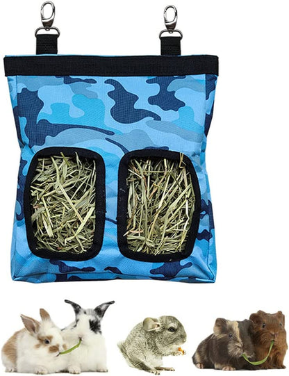 RIOUSSI Guinea Pig Hay Feeder, Hanging Rabbit Hay Feeder Bag. Blueflower | Upgraded Double Layer Fabric | Bite Resistant | Cleaner Hay & Less Mess | Small Animal Hay Holder for Bunnies & Chinchillas22