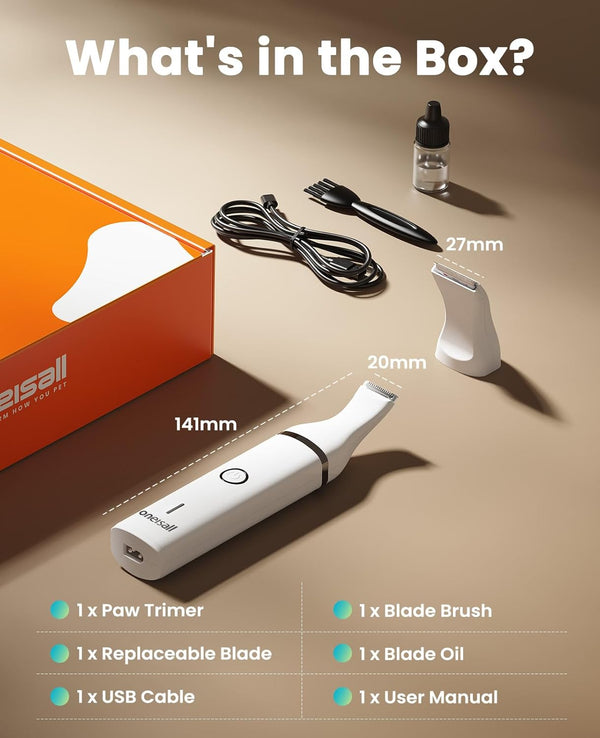 Oneisall Dog Paw Trimmer, Small Dog Clippers with Double Blades | Low Noise, Gentle Skin-Friendly Design, Cordless Precision Pet Hair Trimmer for Grooming, for Paws, Eyes, Ears, Face, Rump8