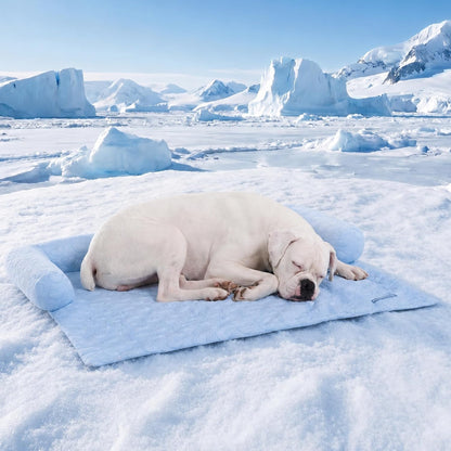 Spark Paws Cooling Couch Cover Dog Bed, Furniture Protector Mat, Non-Toxic Washable Pet Cooling Pad for Large & Small Dog - Hearts Blue - Size M23