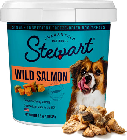 Stewart Freeze Dried Dog Treats, 100% Wild Salmon, 9.5 Oz Tub | Premium Quality Raw Protein, Single Ingredient, High Protein Training Treats & Food Topper, No Refrigeration, Cat Friendly1
