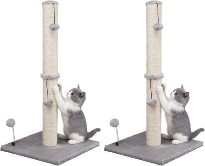 MECOOL Cat Scratching Post Premium Basics Kitten Scratcher Sisal Scratch Posts with Hanging Ball 22In for Kittens or Smaller Cats (22 Inches for Kitten, Beige)11