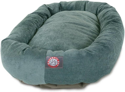 Majestic Pet 40 Inch Micro Velvet Calming Dog Bed Washable – Cozy Soft round Dog Bed with Spine for Head Support - Fluffy Donut Dog Bed 40X29X9 (Inch) – round Pet Bed Large – Pearl52