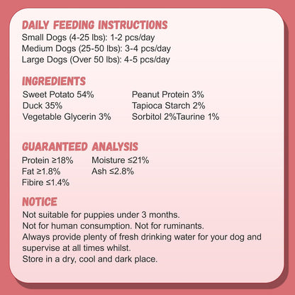 Pawmate Duck Double Purple Sweet Potato Wraps Dog Treats, Healthy Low Fat Dog Jerky High Protein for Training Treats Snacks, Chewy for Small Medium Large Dogs 12-15 Counts4