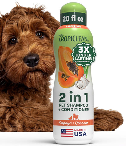 Tropiclean 2-In-1 Dog Shampoo and Conditioner, Moisturizing Dog Detangler, Puppy Safe, Made in the USA, Papaya Scent, Cat & Kitten Safe, 20Oz. | Moisturizing Detangler | Papaya Scent | Puppy, Cat & Kitten Safe | Made in USA13