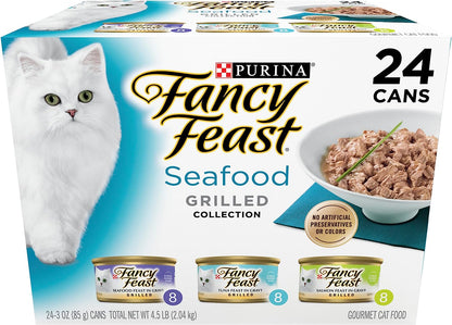 Purina Fancy Feast Grilled Seafood Wet Cat Food, 3 Oz Cans, 24-Pack1